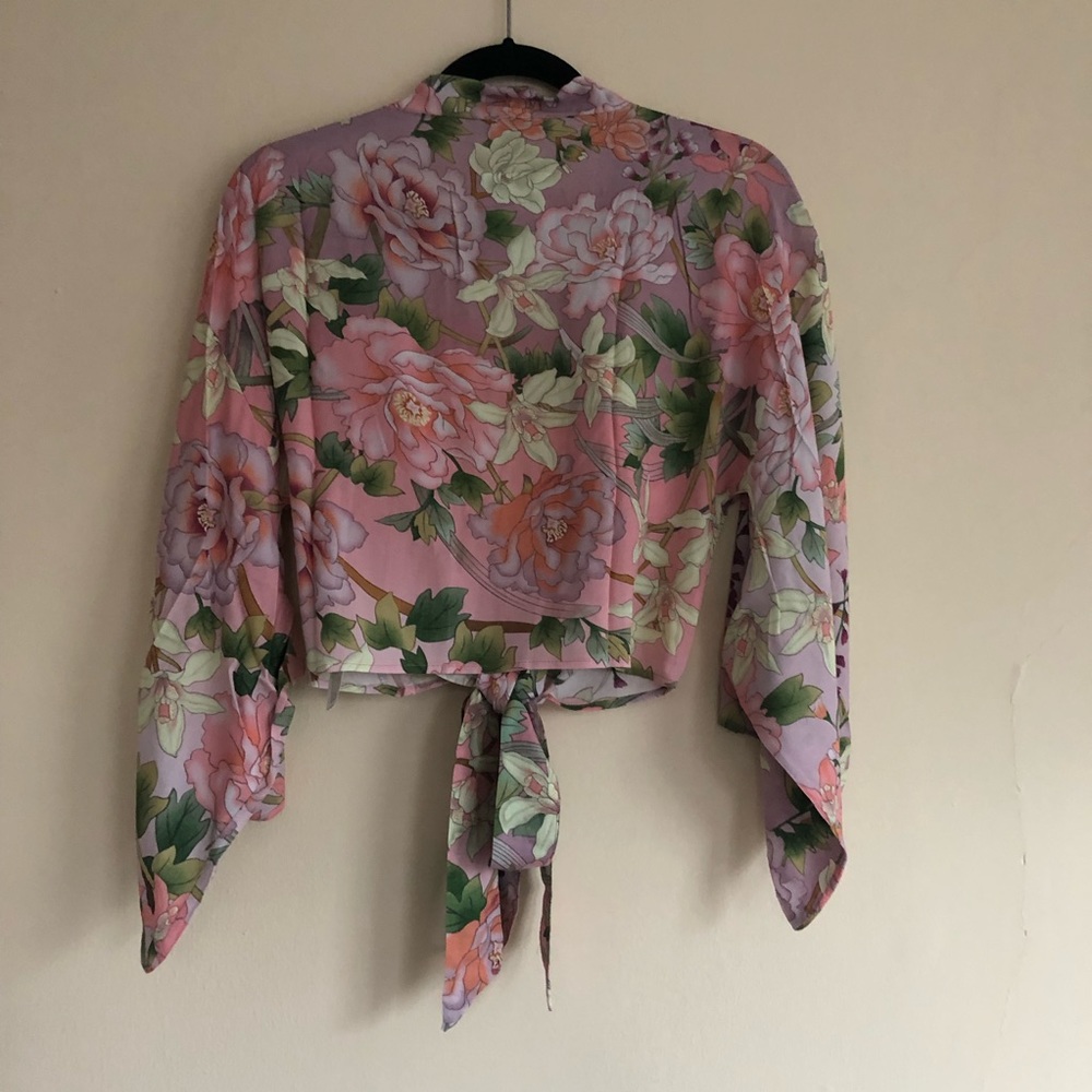 NEW Jasmine Floral Boho Kimono Crop Top Robe - Picture 6 of 6